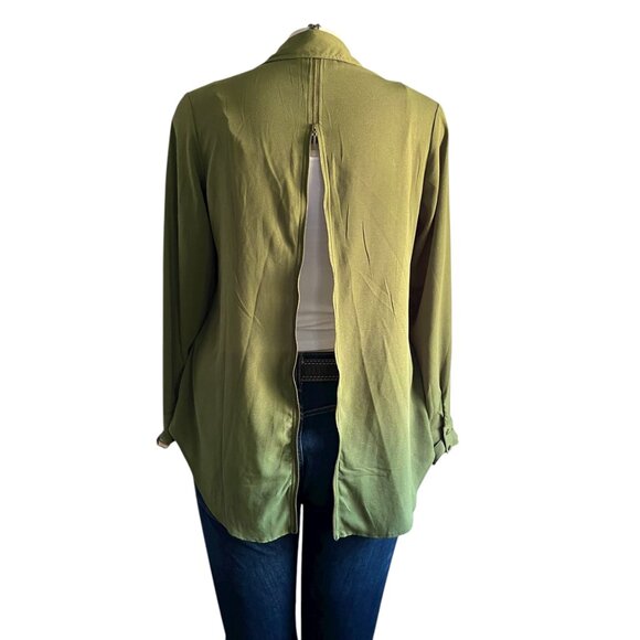 Ashley Stewart Olive Green Blouse Shirt - 14/16 - Picture 7 of 8